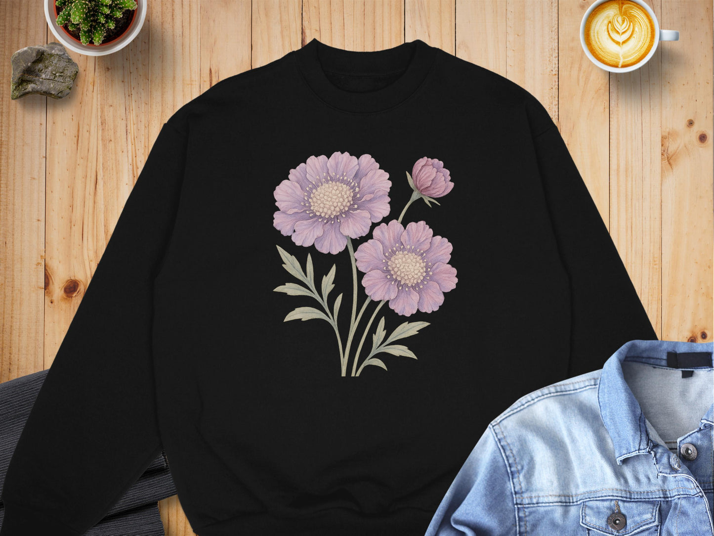 Beautiful Floral Print Black Sweatshirt product