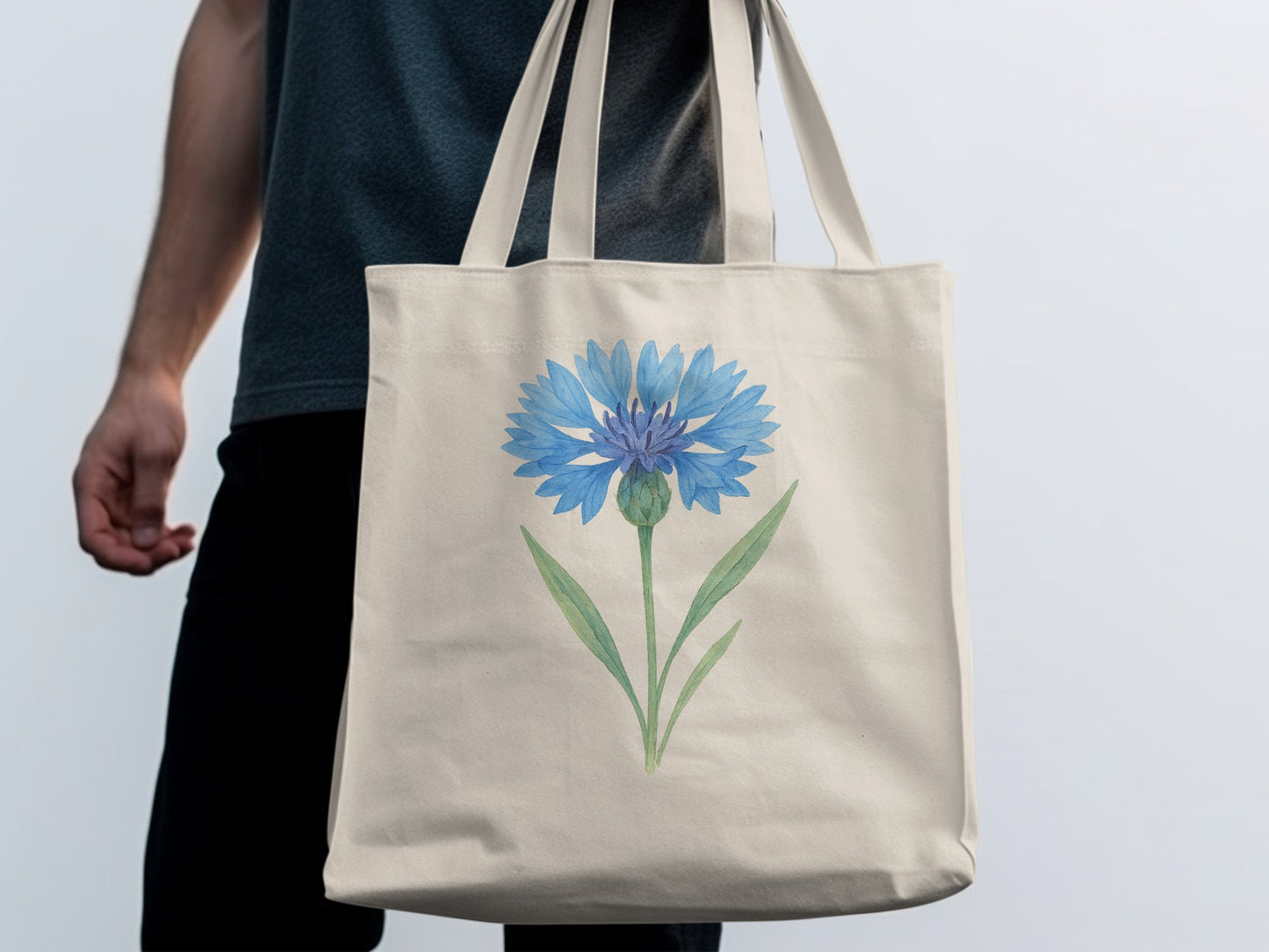 Beautiful Tote Bag with Blue Floral Design product type