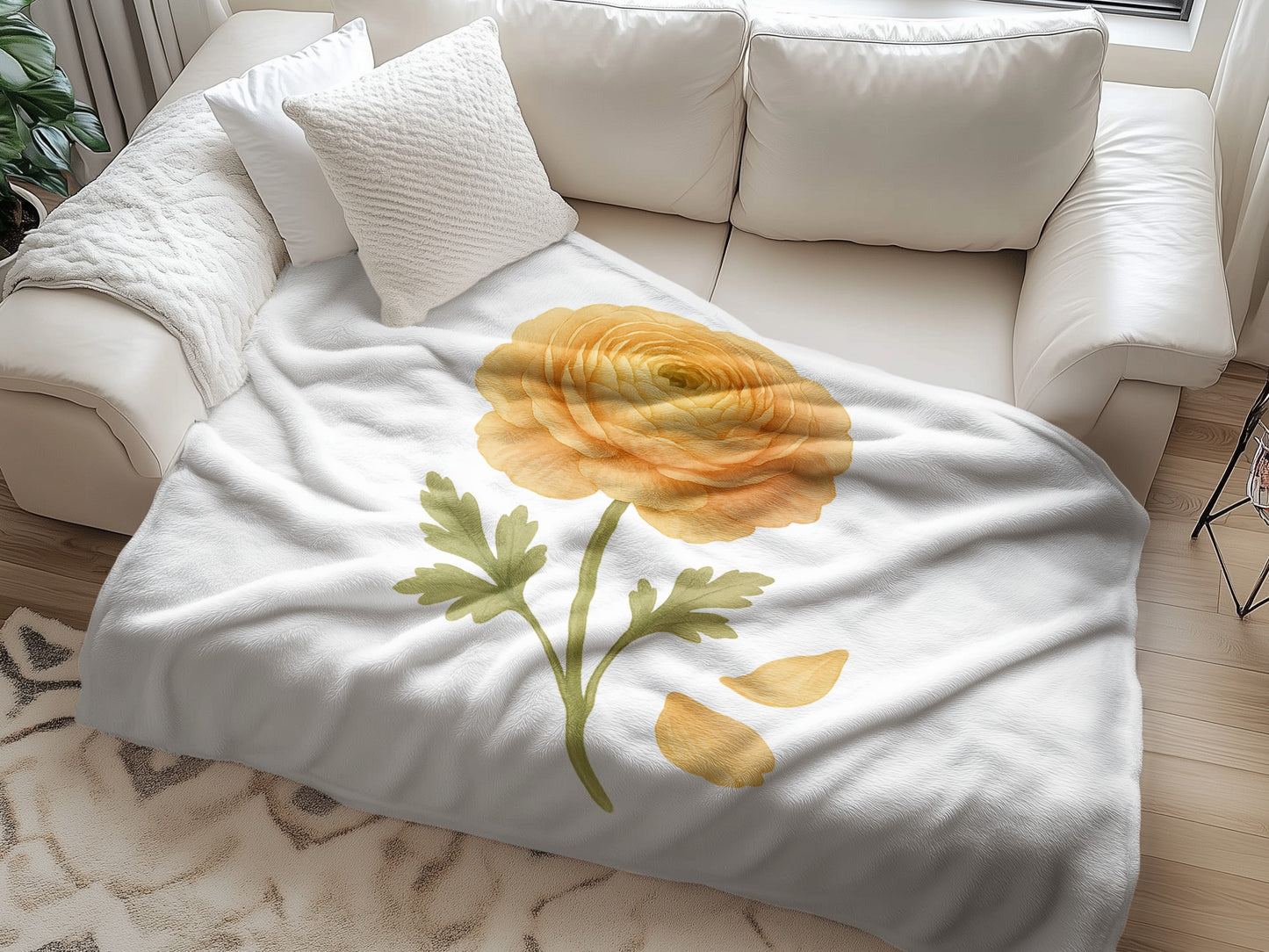 Cozy Blanket with Beautiful Yellow Flower Design product