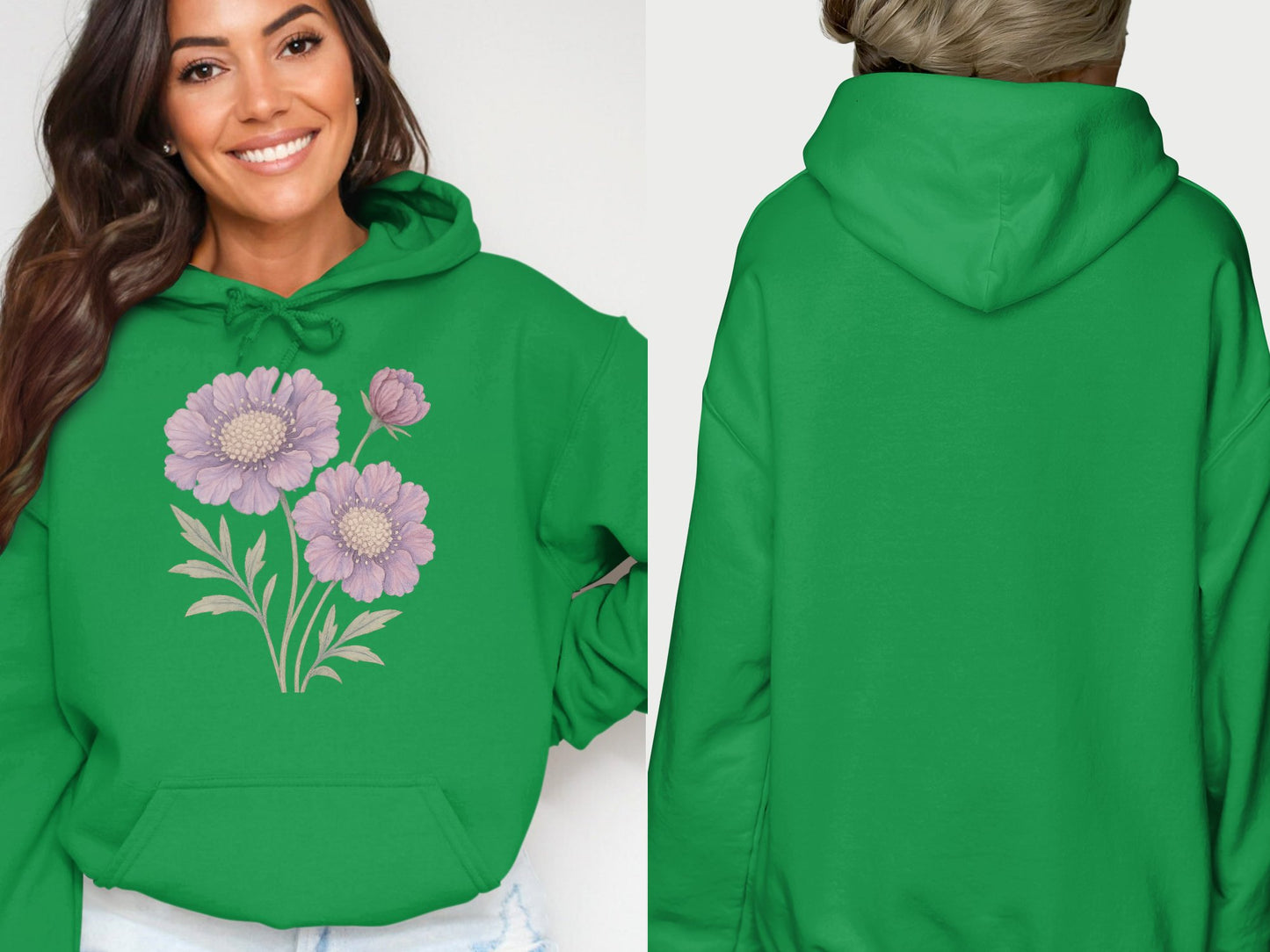 Purple Floral Graphic Hooded Sweatshirt product