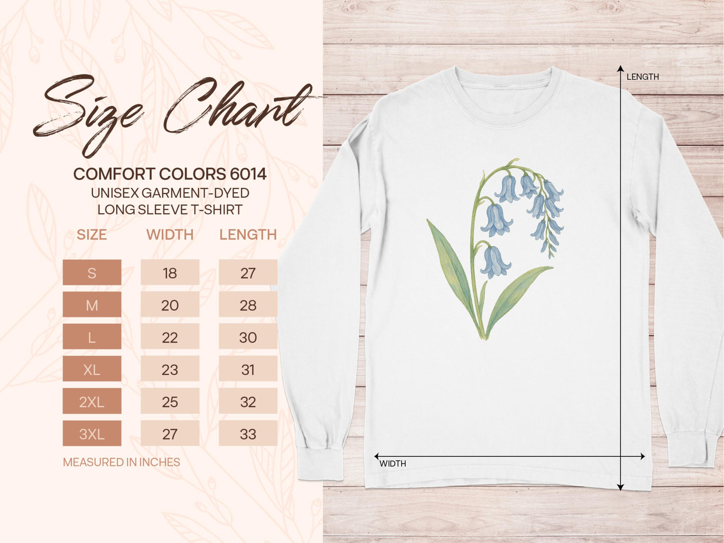 Bluebell Print Long Sleeve Unisex Garment-Dyed T-shirt product type