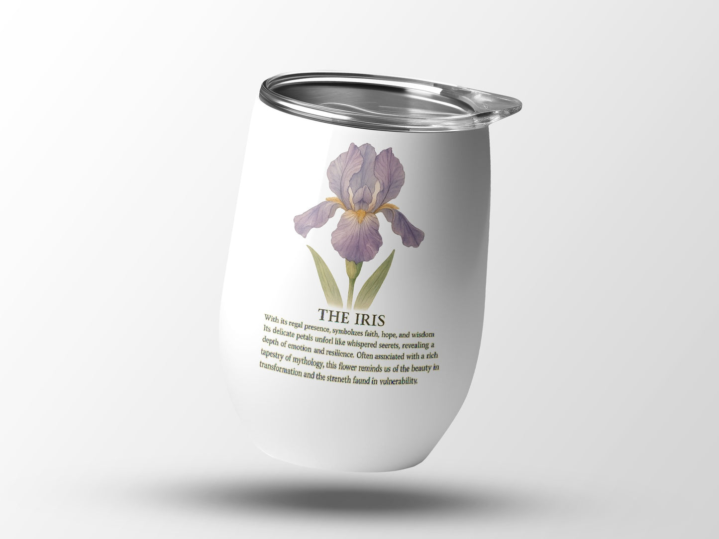 Beautiful White Tumbler with Iris Flower Design product type