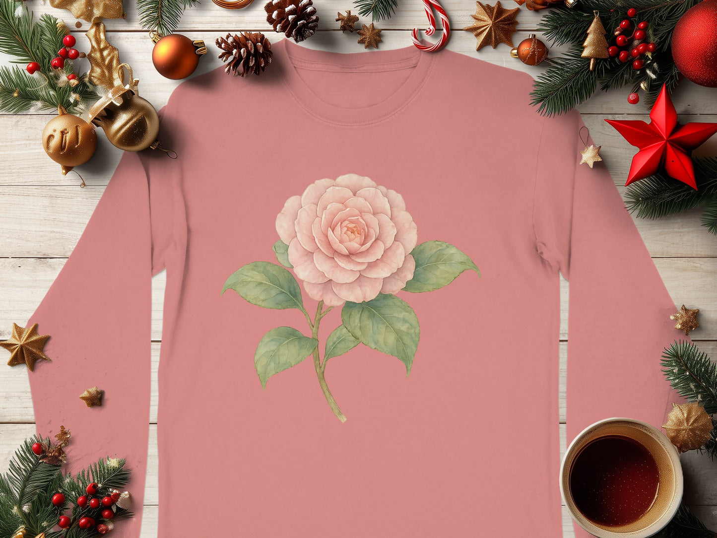 Floral Design Pink Long Sleeve Shirt product