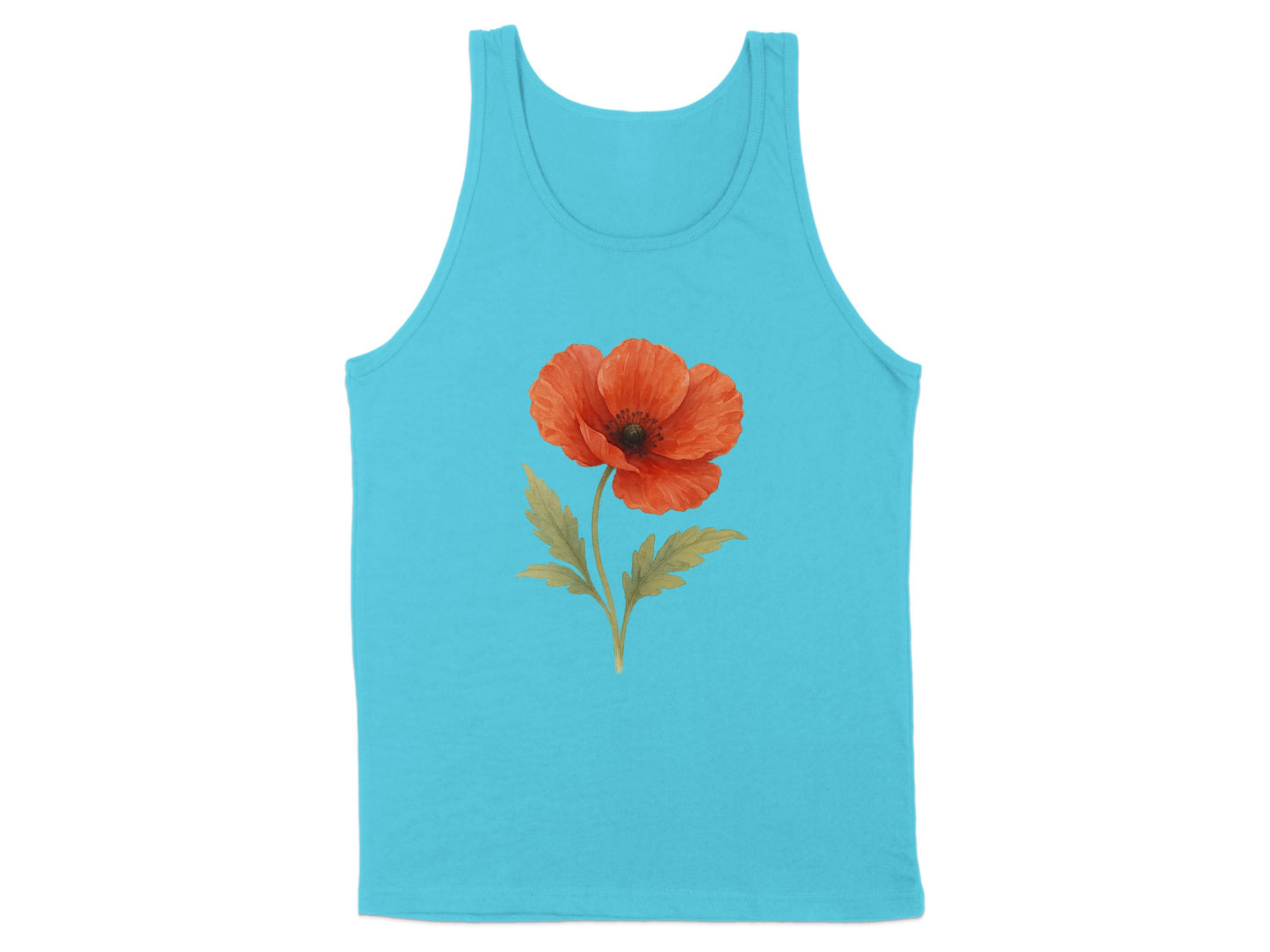 Vibrant Blue Tank With Bold Red Floral Design product