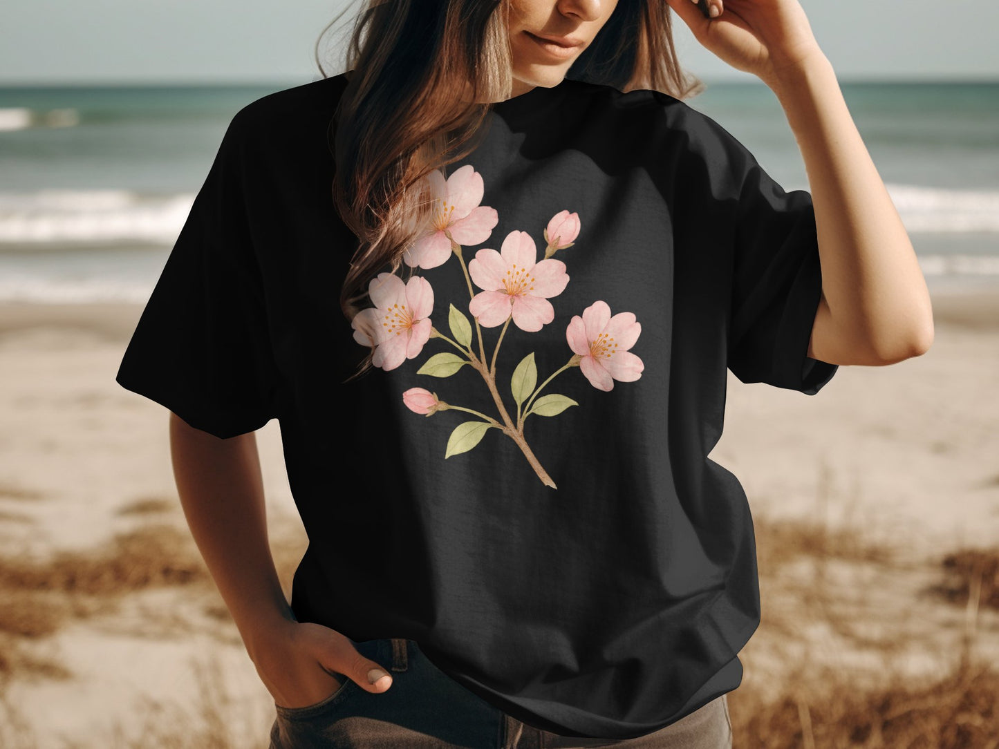 Beautiful Floral Design Pink Cherry Blossom T-Shirt product