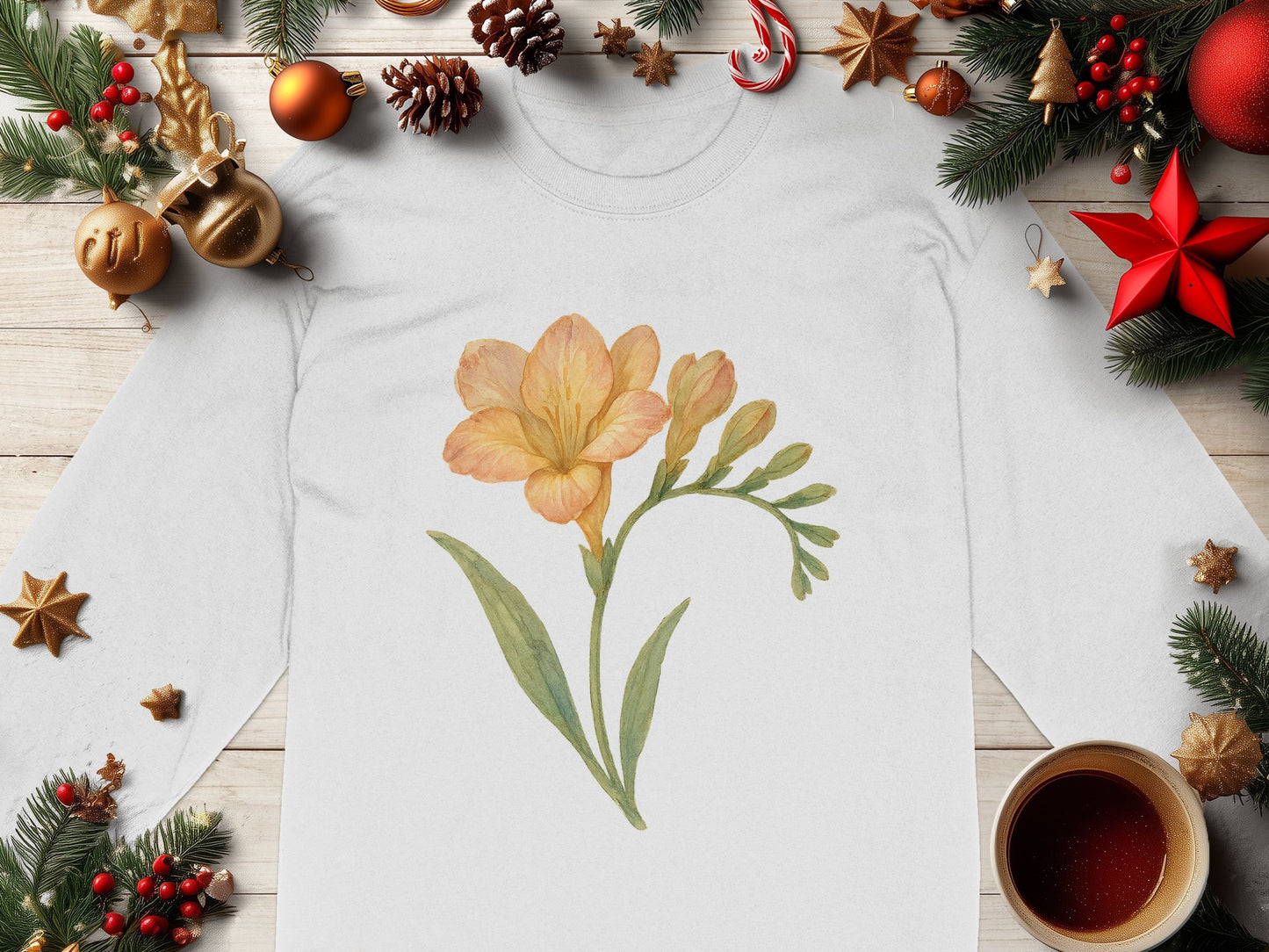 Holiday Floral Print Long Sleeve Shirt product type
