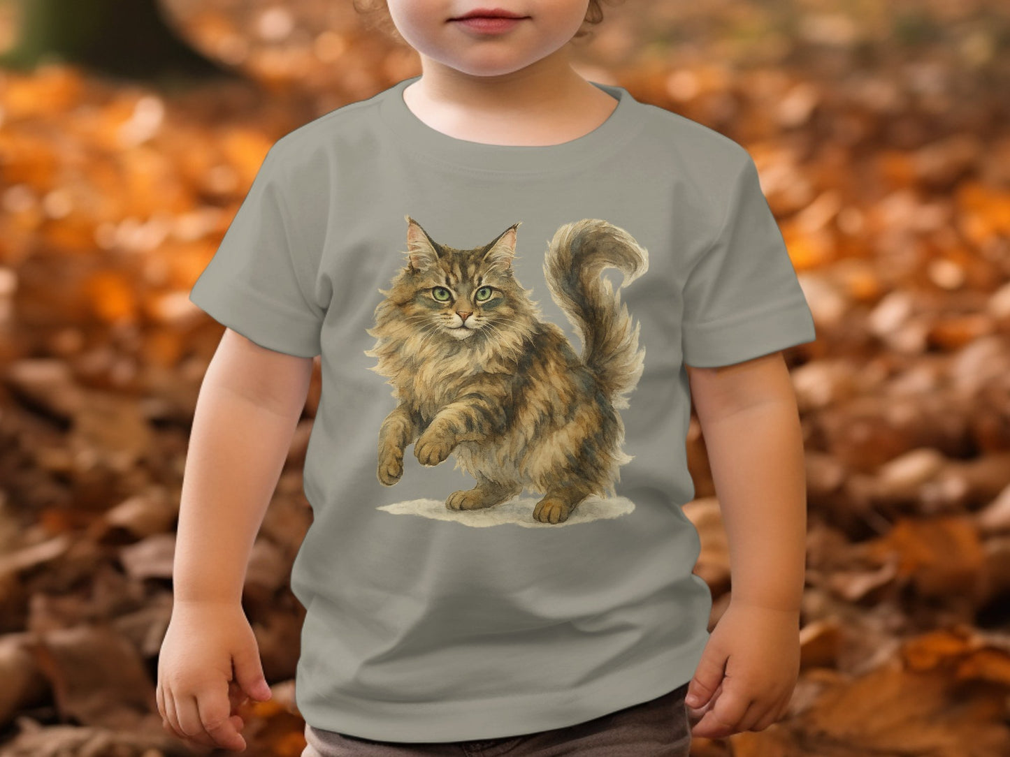 Adorable Fluffy Cat Illustration Toddler T-shirt product type