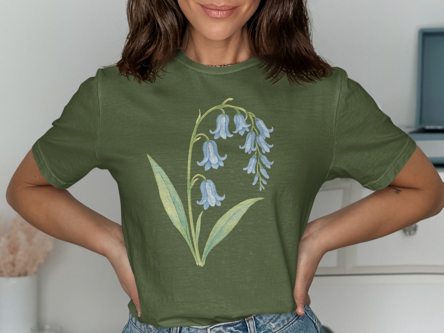 Bluebell Flower Print Green Graphic Tee product