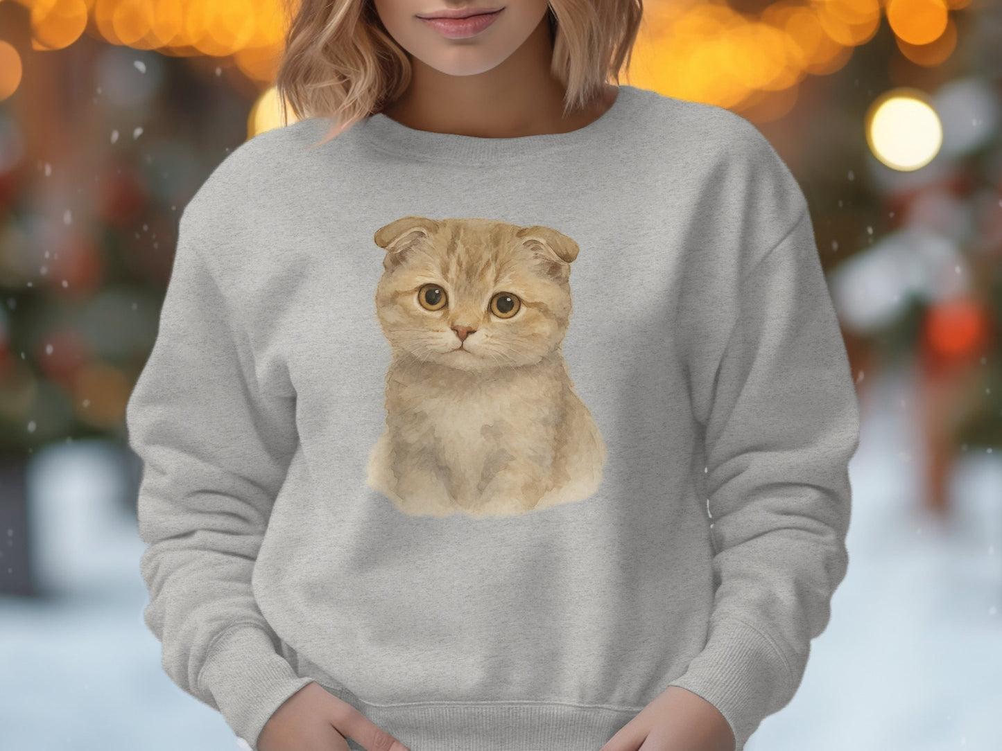 Adorable Scottish Fold Cat Print Long Sleeve Product