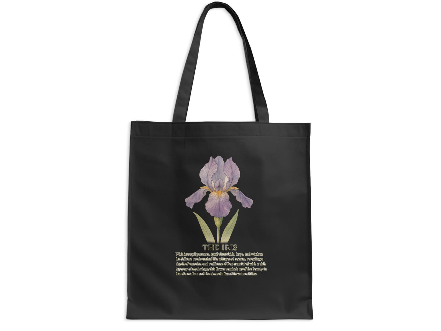 Elegant Black Tote Bag With Purple Iris Flower product type