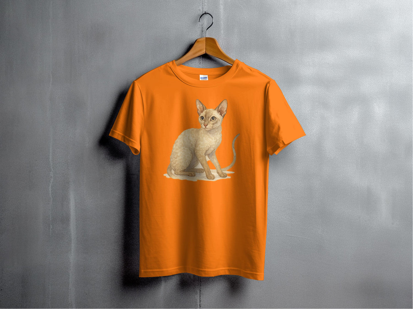Cute Kitten Print on Stylish Orange T-shirt product type