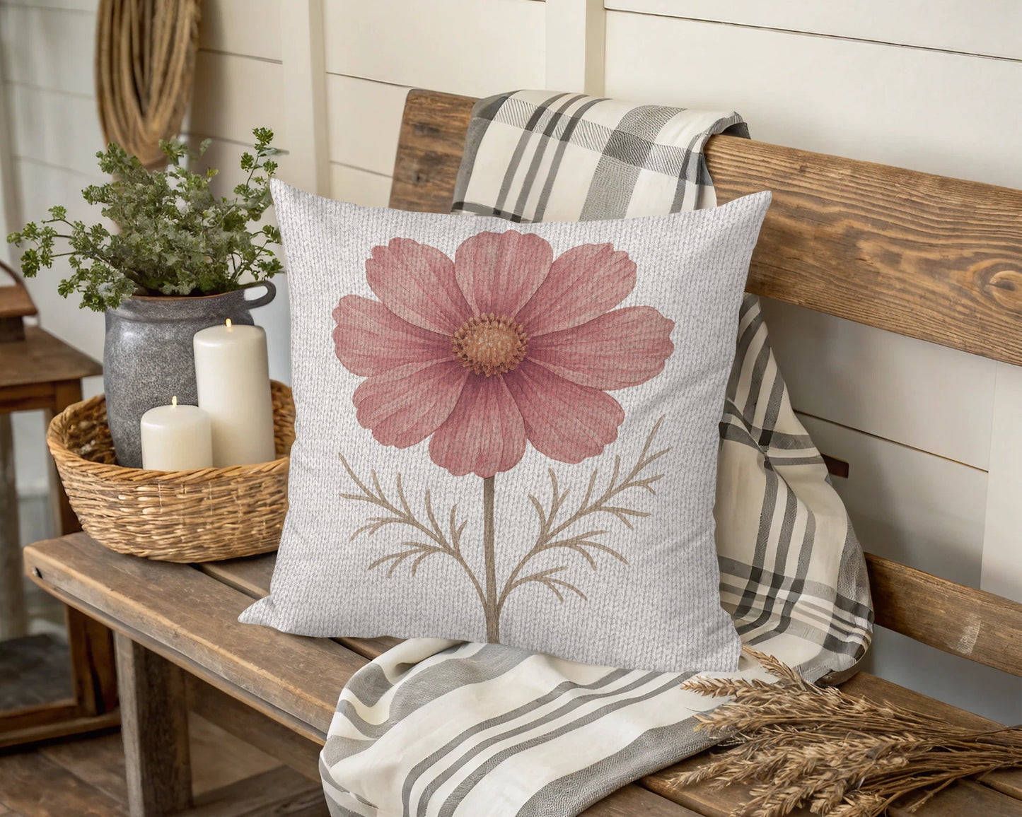Rustic Floral Design Throw Pillow product