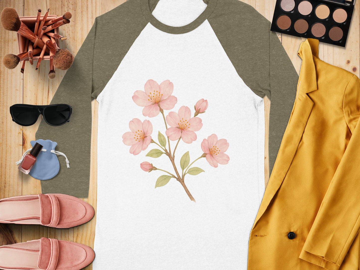 Beautiful Floral Design Raglan Sleeve Shirt product
