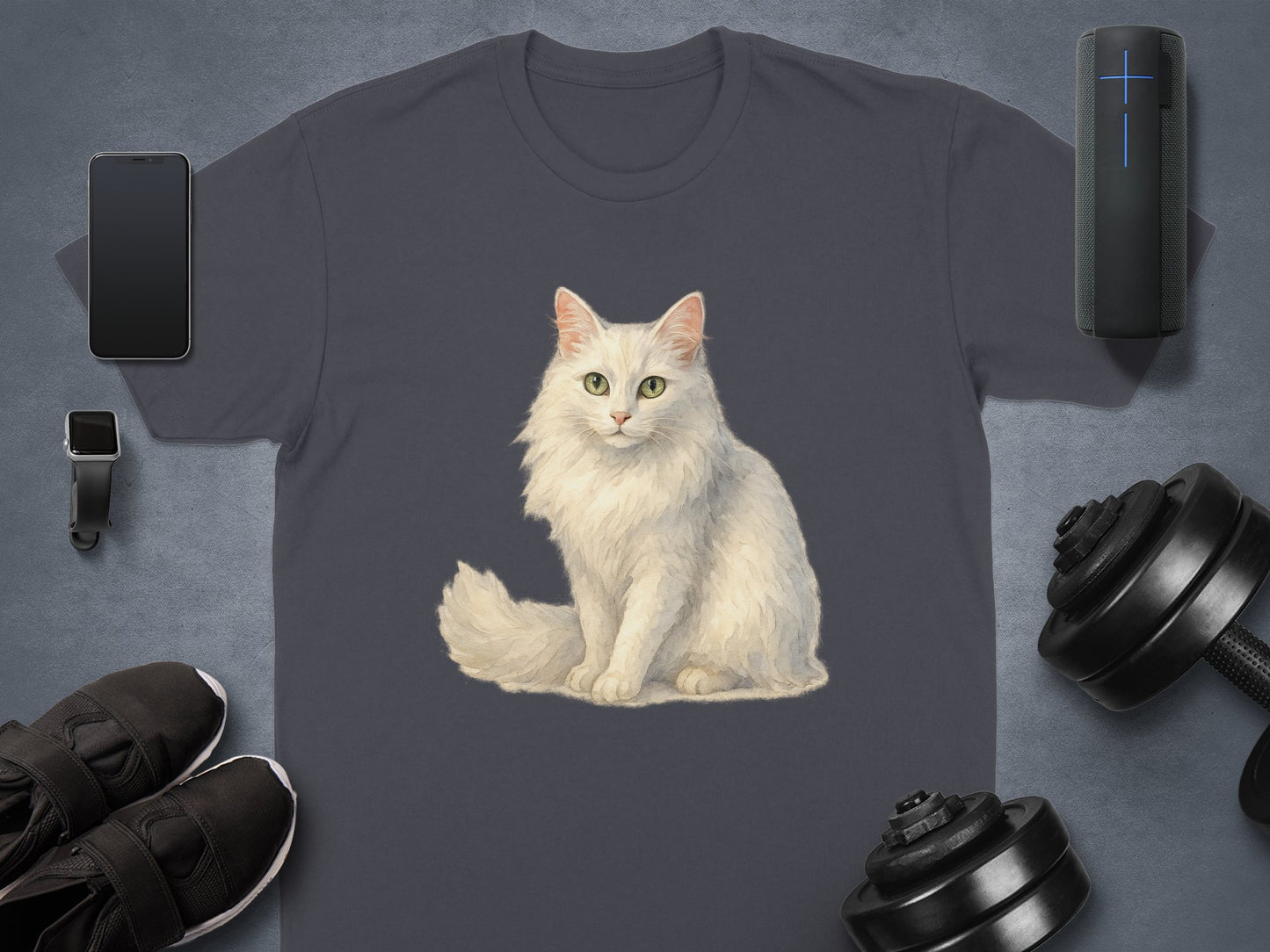 Adorable White Cat Printed Cool Graphic T-Shirt product type