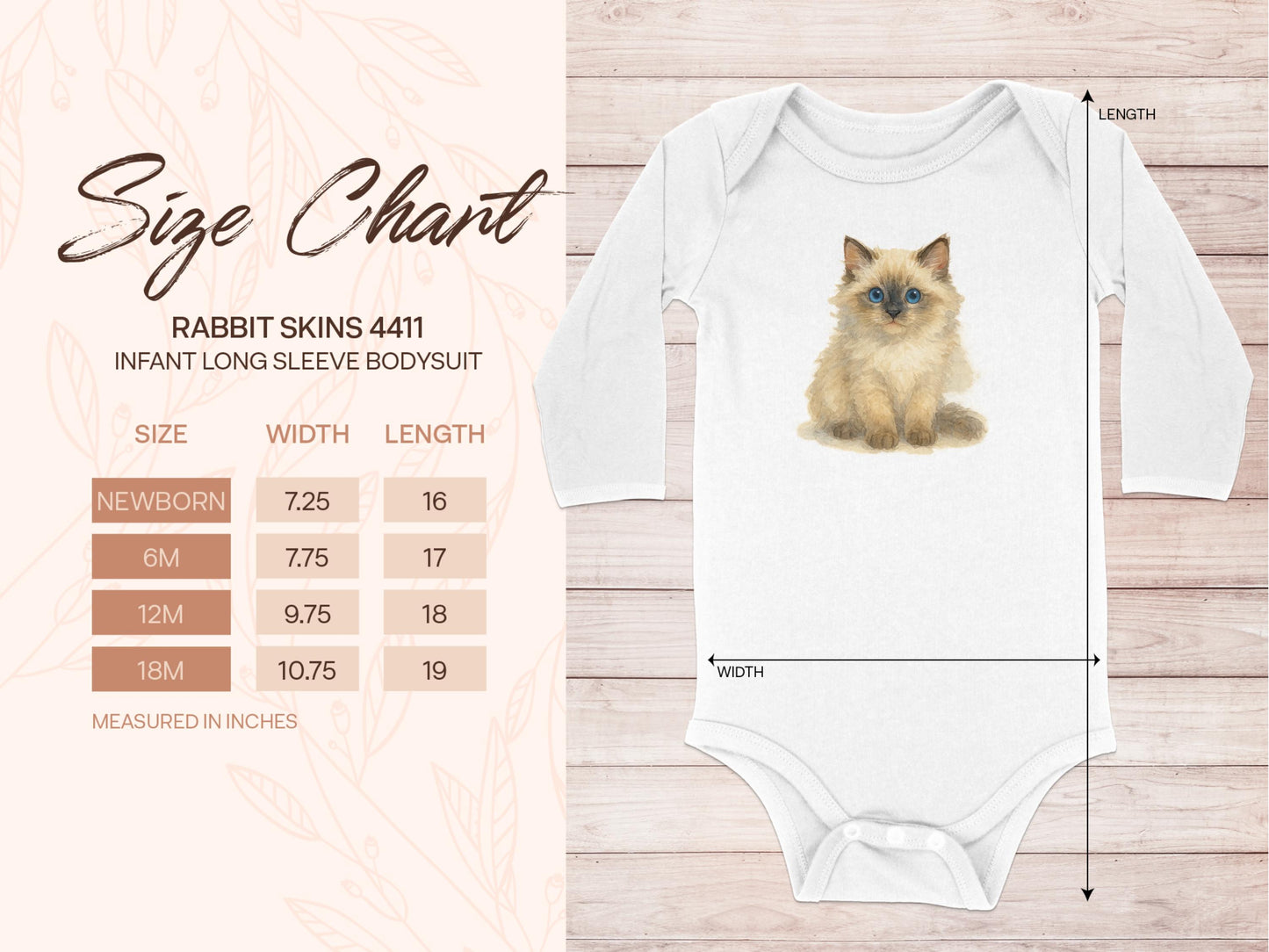 Adorable Long Sleeve Infant Bodysuit with Cat Print product