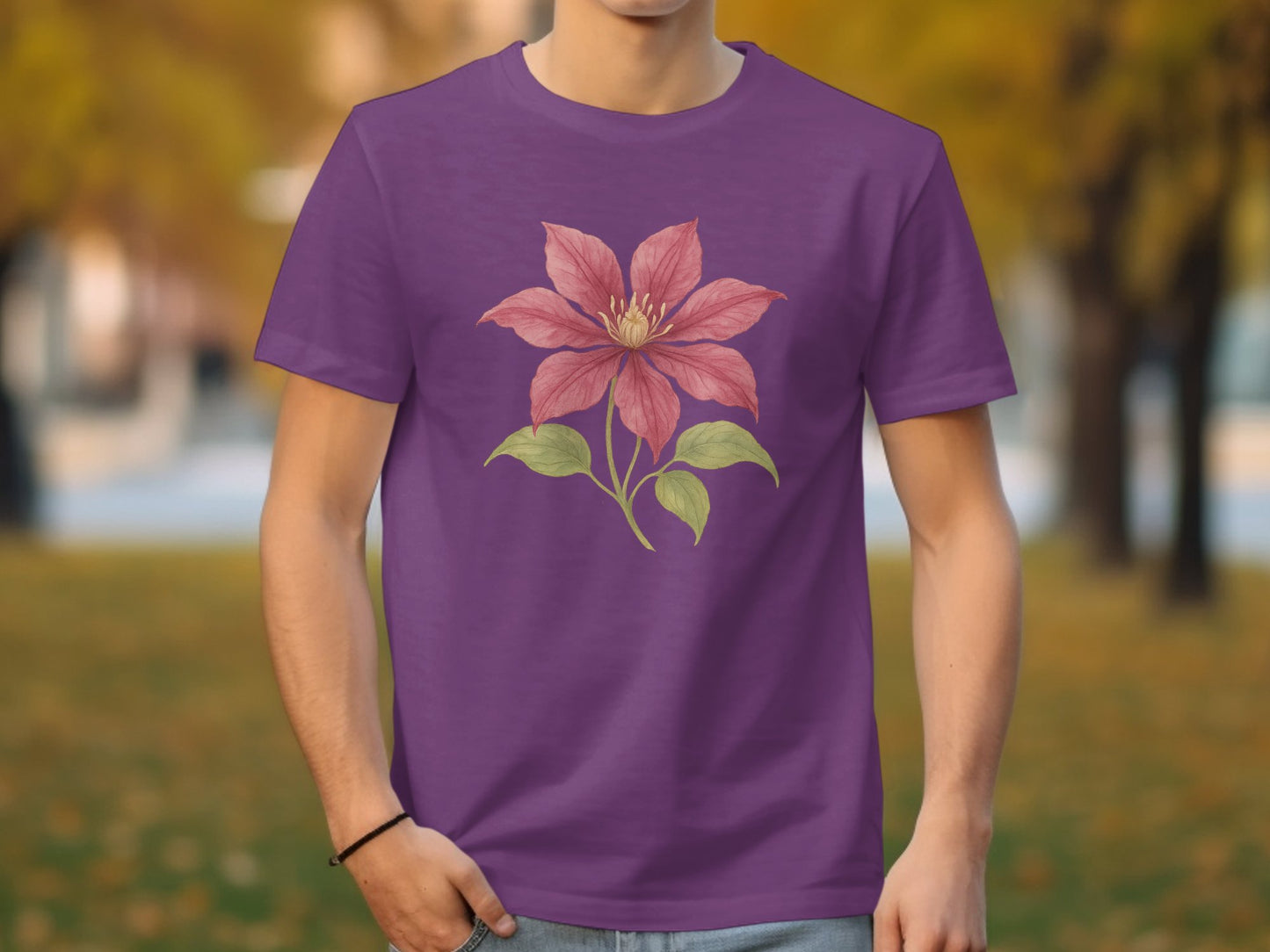 Purple T-shirt With Pink Flower Graphic Design product type