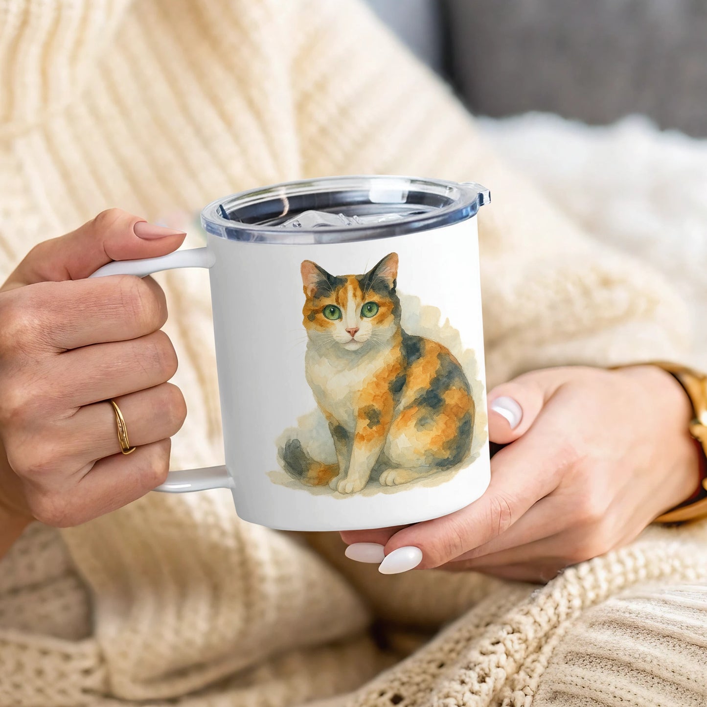 Calico Cat Artwork on Ceramic Coffee Mug product type