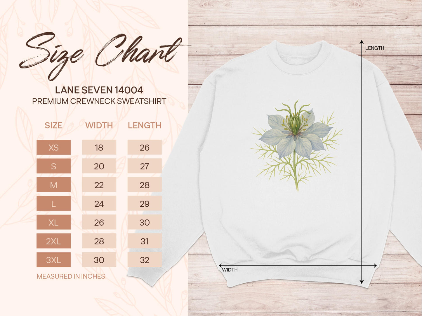Floral Print White Premium Crewneck Sweatshirt product
