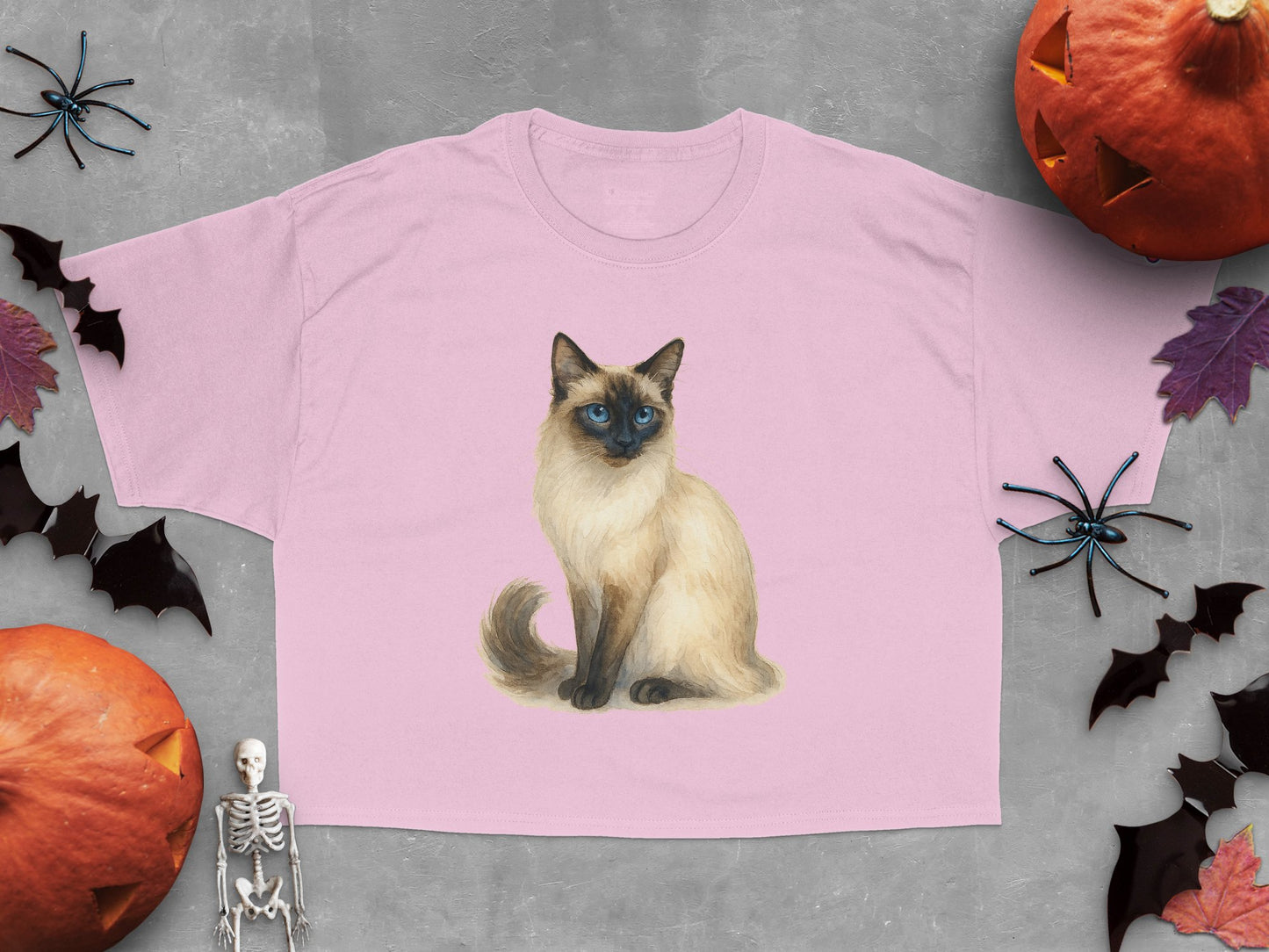 Siamese Cat Illustration Pink T-Shirt Halloween product type