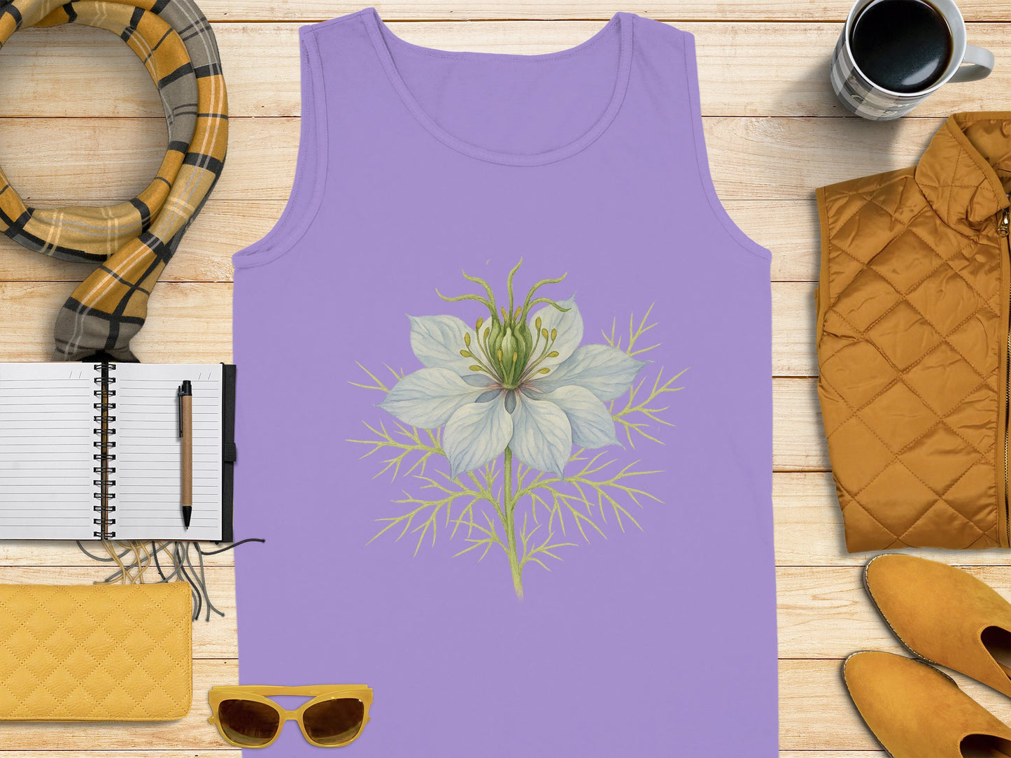 Elegant Floral Design Purple Tank Top product type