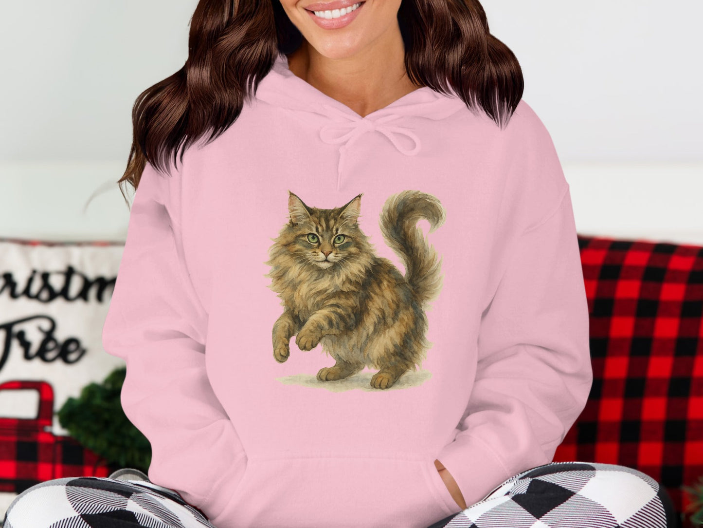 Pink Hoodie with Playful Cat Design product type