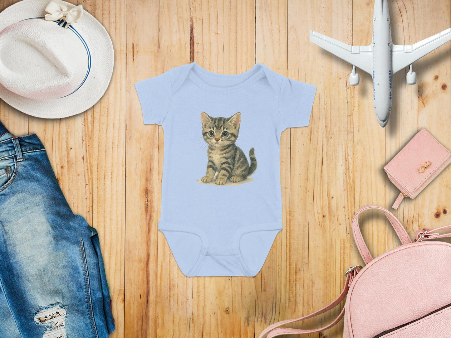 Adorable Kitten Print Baby Bodysuit Baby Clothing Product