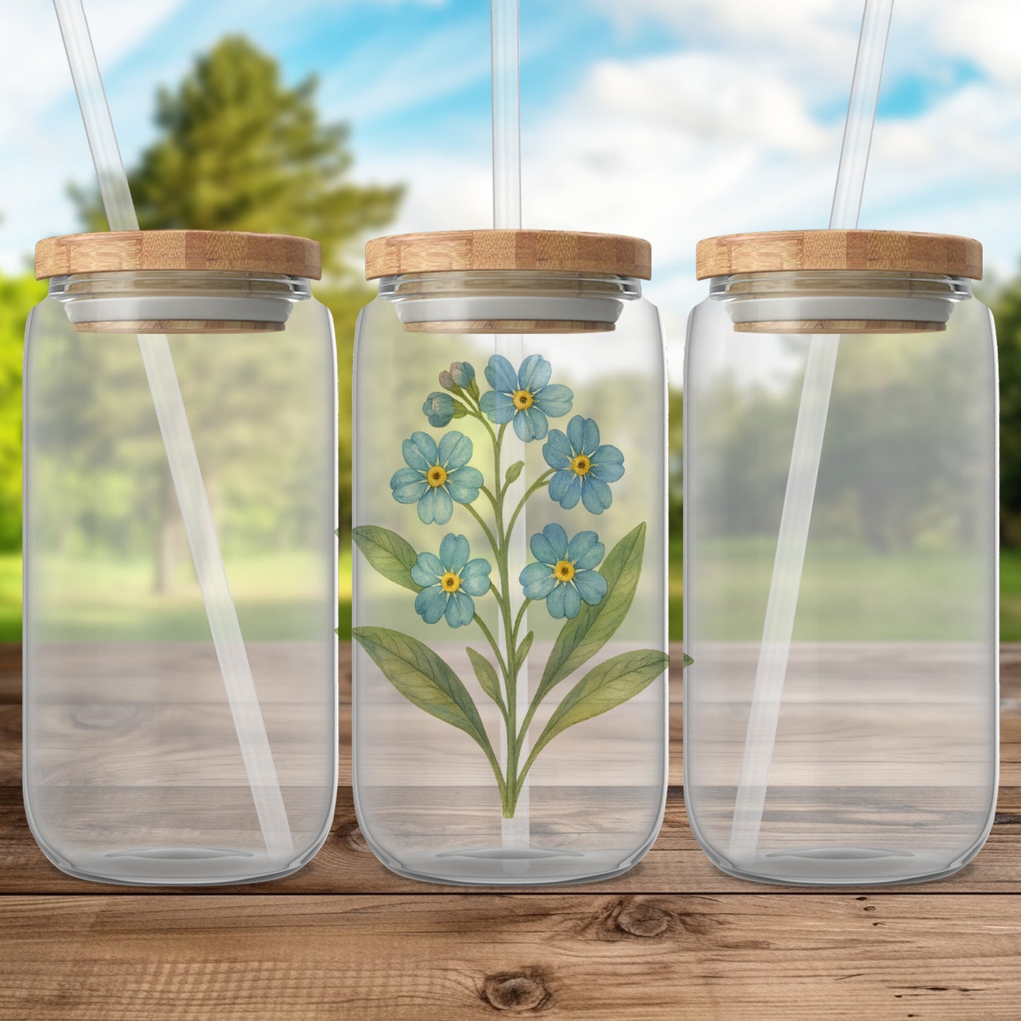 Charming Blue Floral Design Glass Jar Product