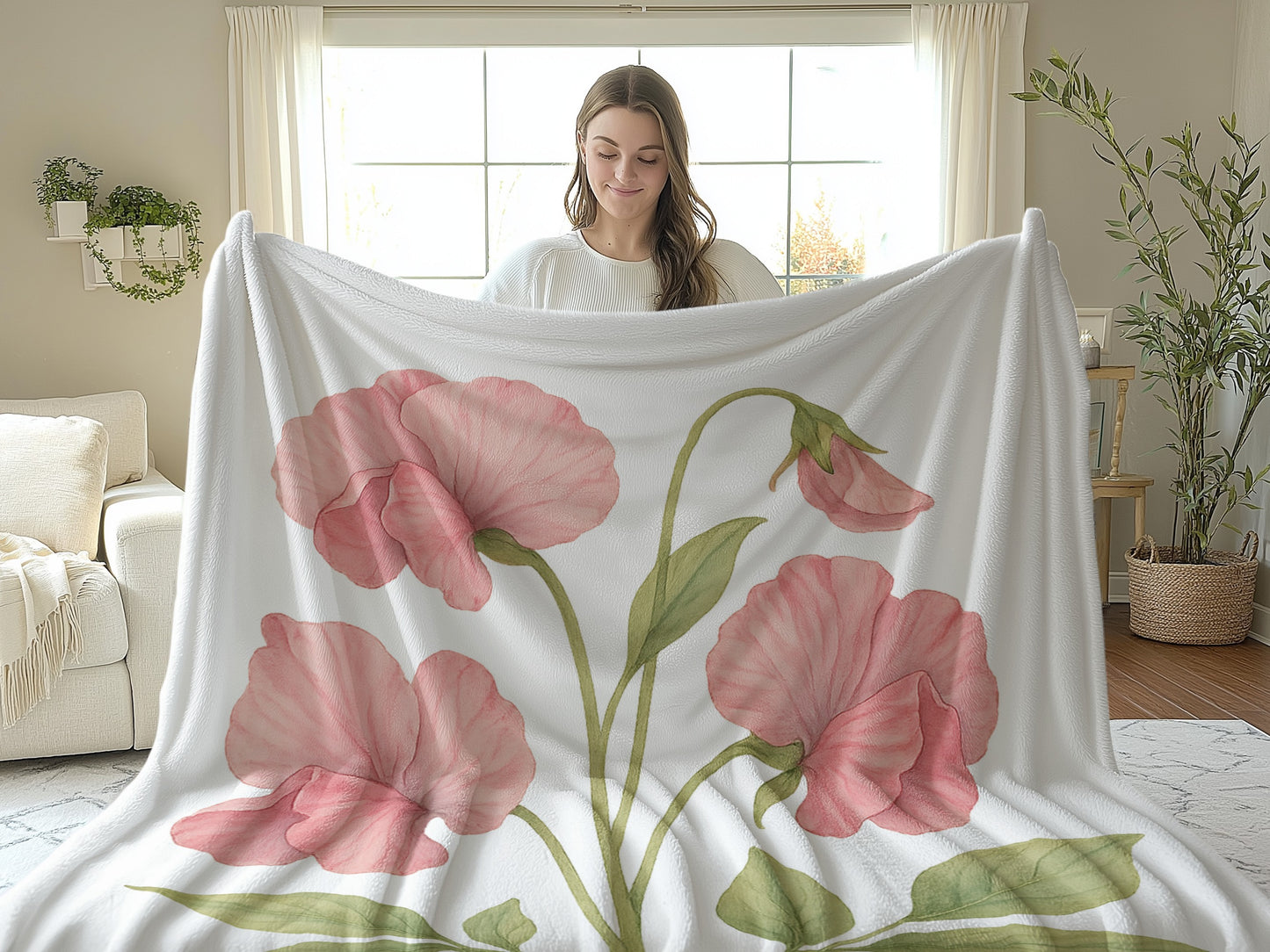 Elegant Floral Design Soft Comfortable Blanket product