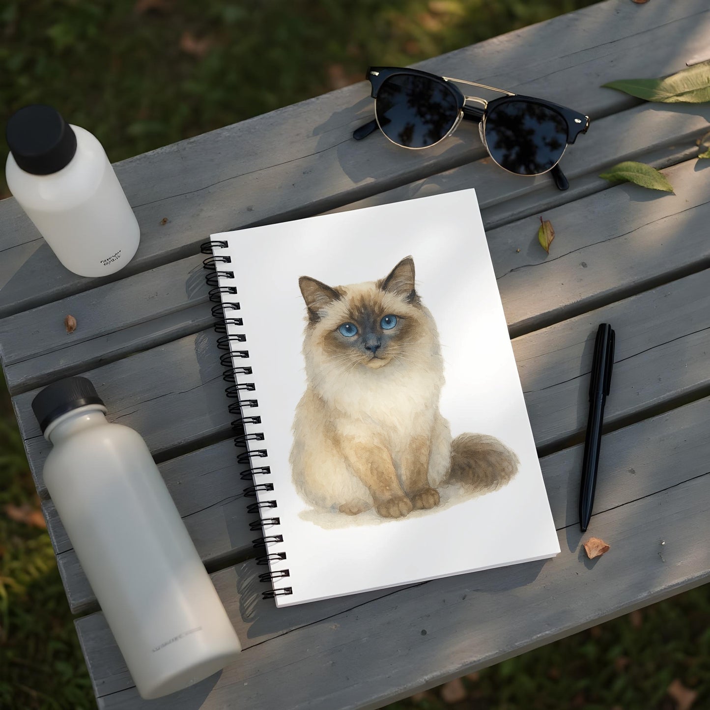 Cute cat artwork on white cover spiral notebook product