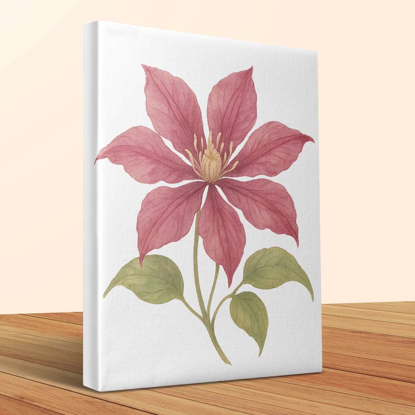 Elegant Botanical Art Print Pink Flower Canvas product