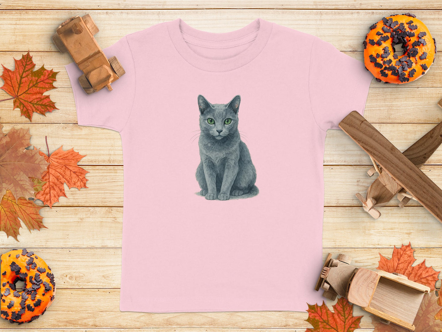 Cute Gray Cat Graphic Printed Pink T-shirt product