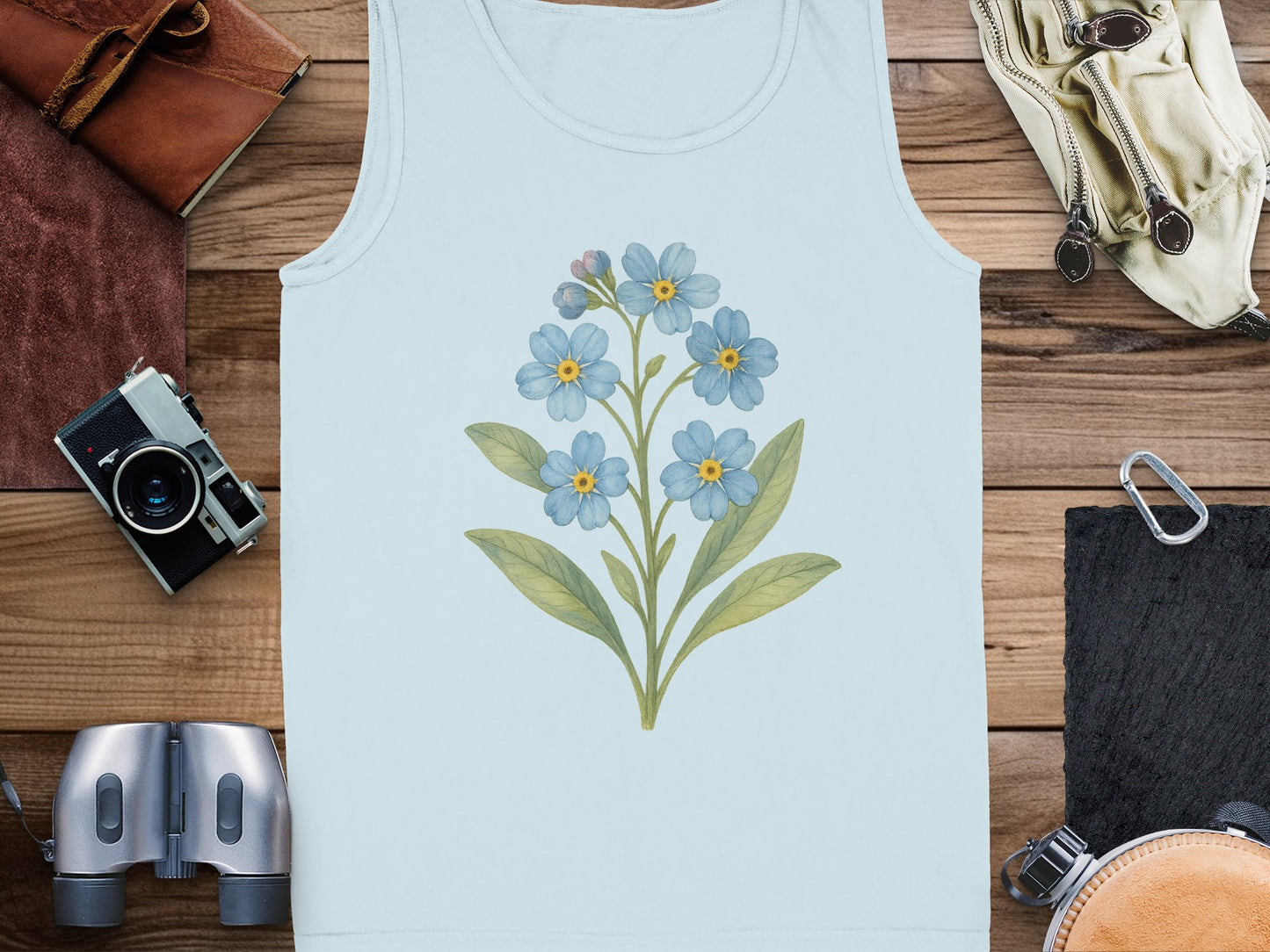 Beautiful Light Blue Floral Design Tank Top Product