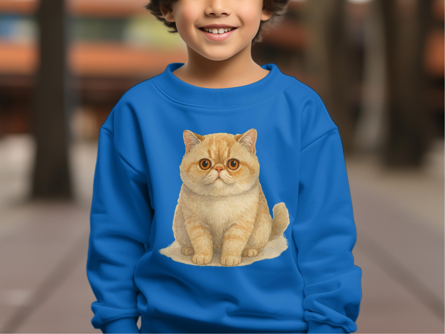 Cute Cat Print Blue Kids Pullover Sweatshirt product type
