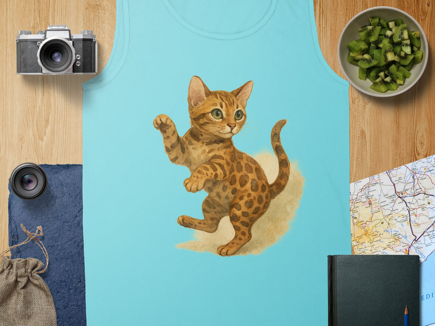 Cute Bengal Cat Illustration Tank Top product type