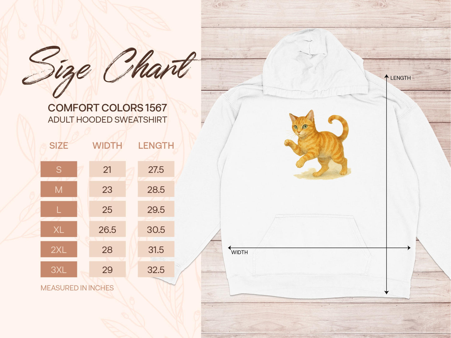 Cream Cat Printed Adult Hooded Sweatshirt product