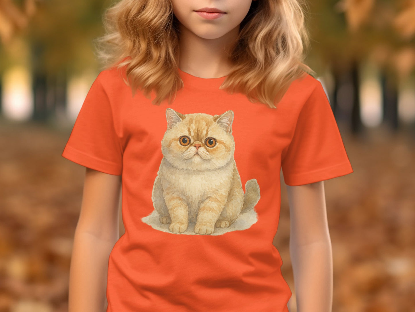 Cute Cat Drawing on Orange Fabric Youth T-Shirt product