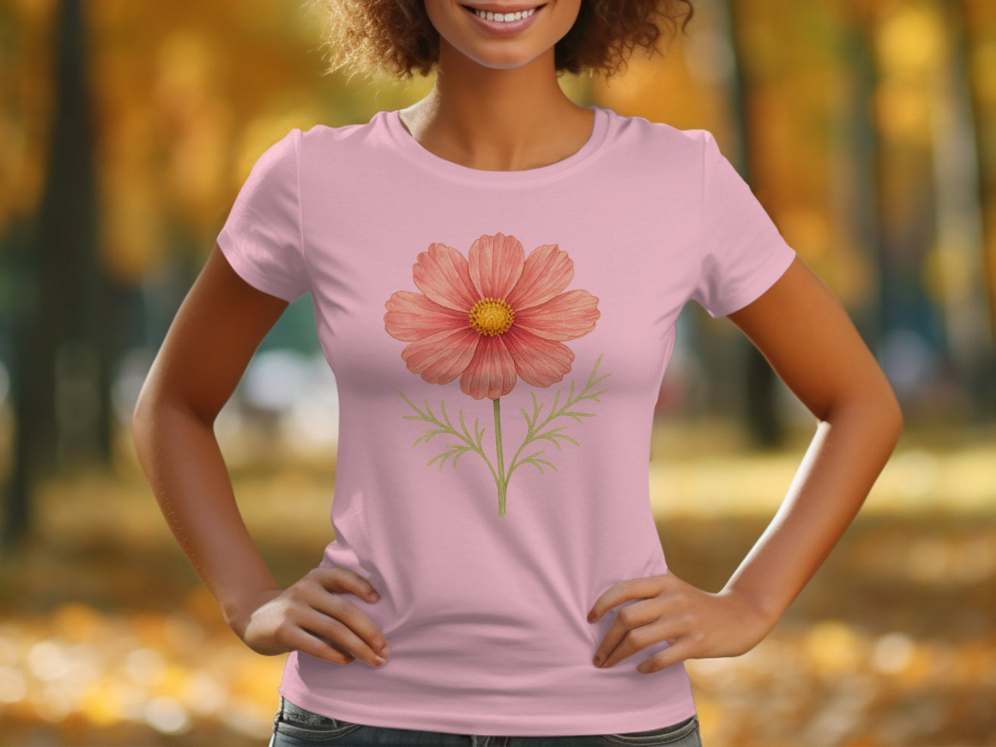 Floral Graphic Tee with Pink Blossom Design product type
