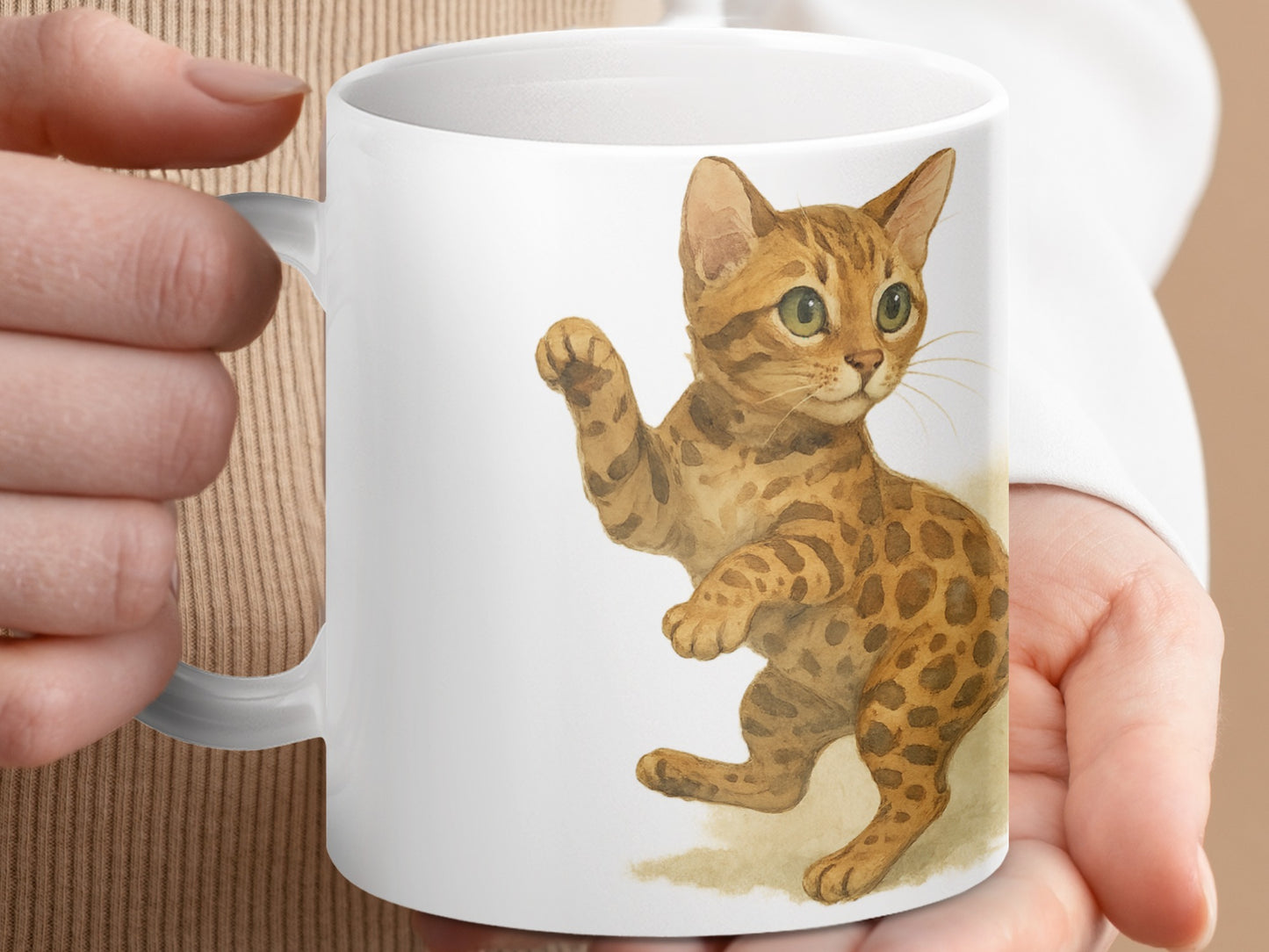 Cute Kitten with Spotted Fur Design Coffee Mug product