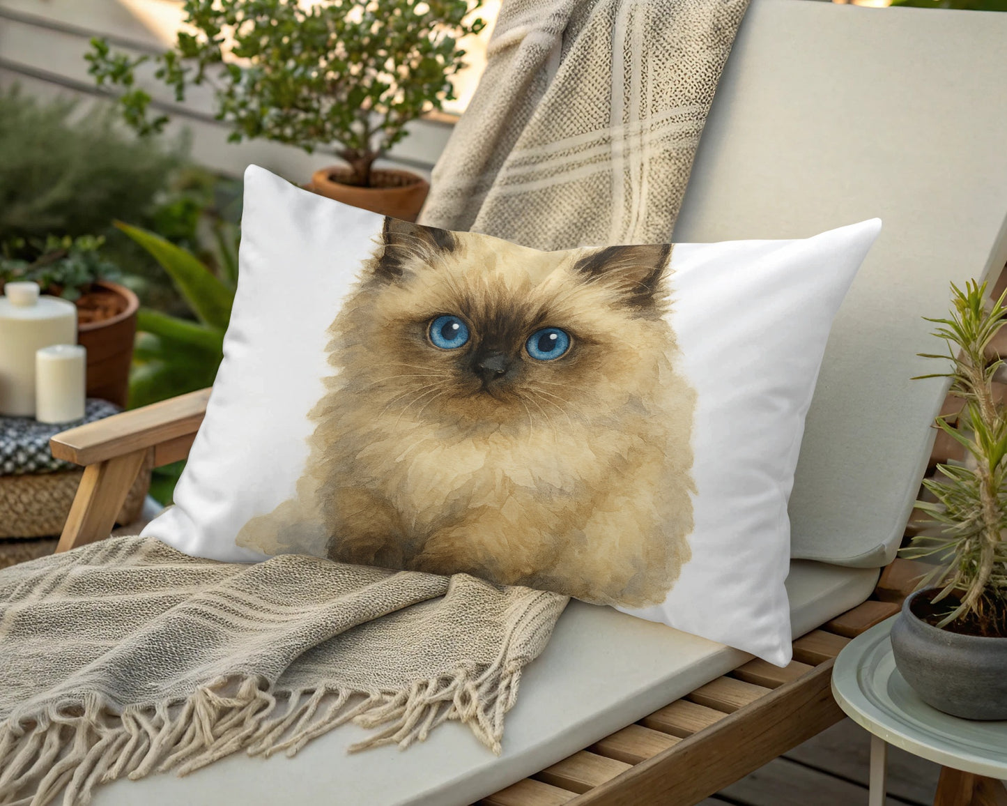 Adorable Blue-Eyed Cat Decorative Accent Pillow product