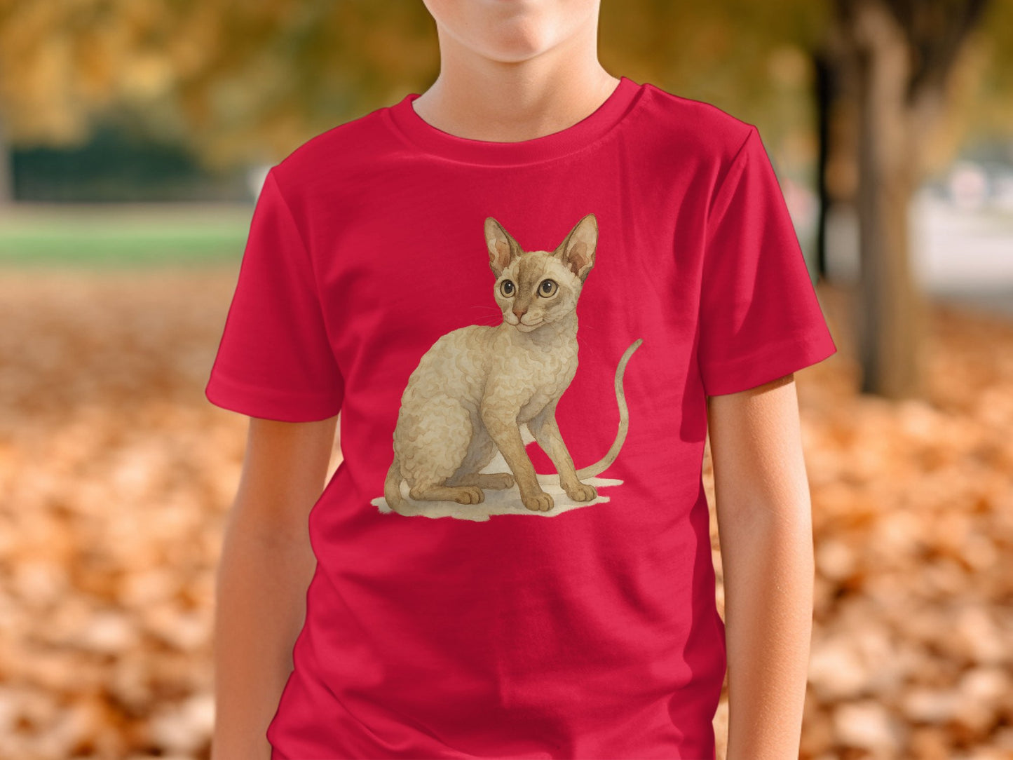 Red Shirt with Illustrative Cat Design T-shirt product type