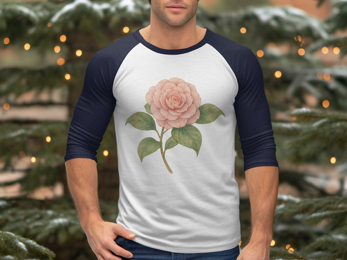 Elegant Flower Design Long Sleeve Baseball Shirt product