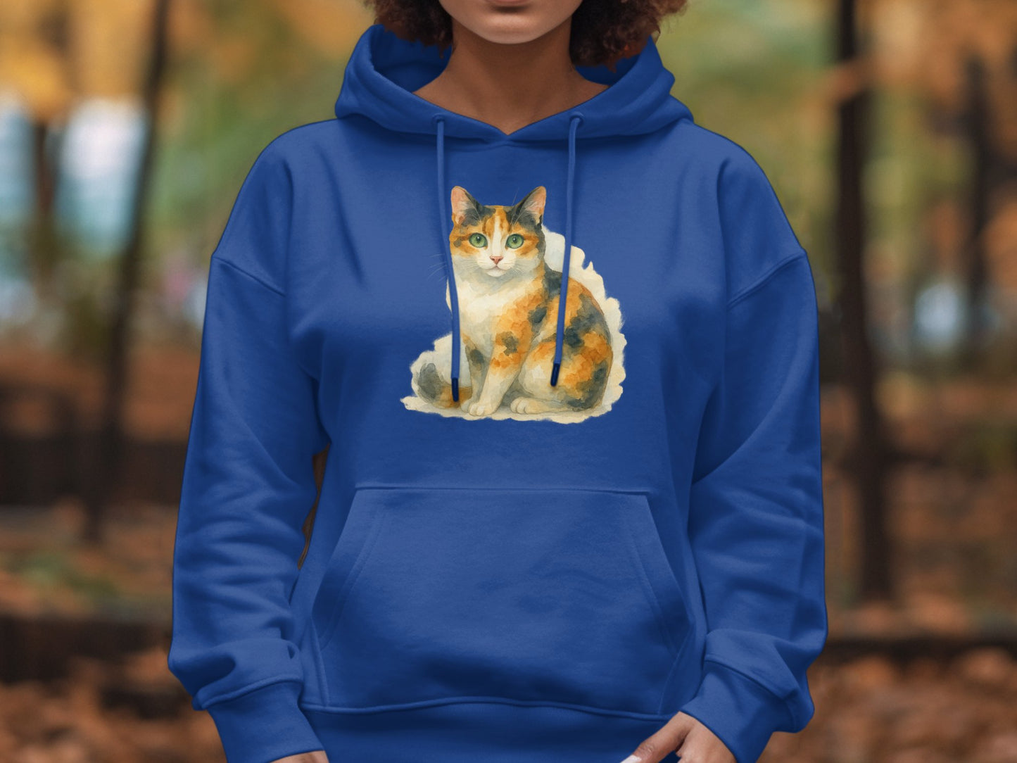 Cute Cat Design Printed Blue Hoodie product