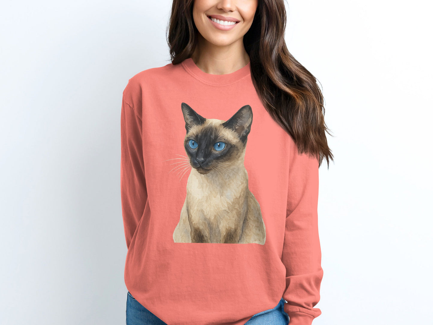 Siamese Cat Print Long Sleeve Casual Sweatshirt product