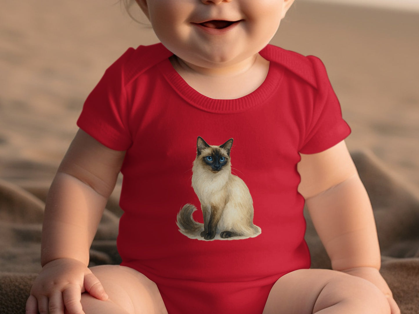 Adorable Baby Onesie with Cute Siamese Cat product type