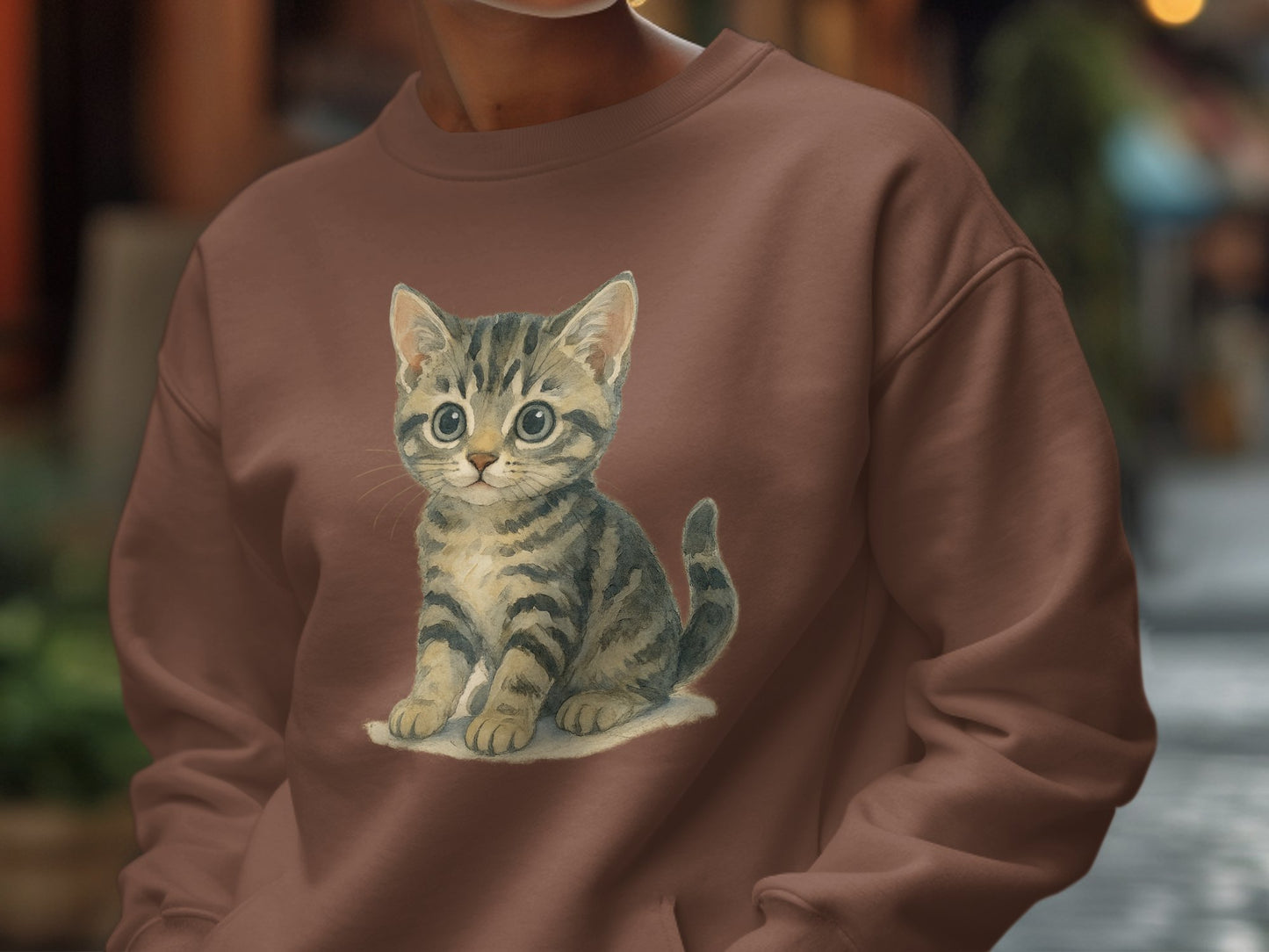 Cute Kitten Print Sweatshirt Unique Fashion Product