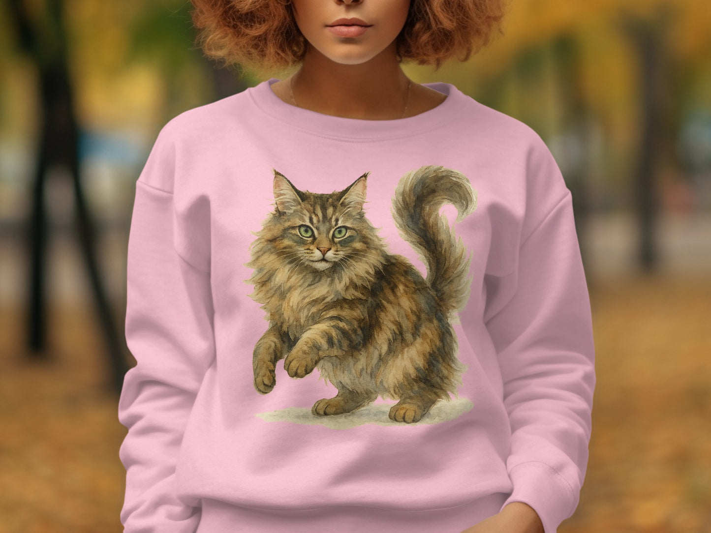 Adorable Fluffy Cat Print Cozy Sweatshirt product type