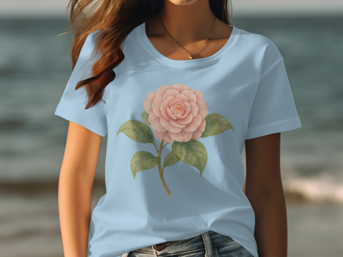 Beautiful Pink Floral Design Casual Wear Tshirt product type