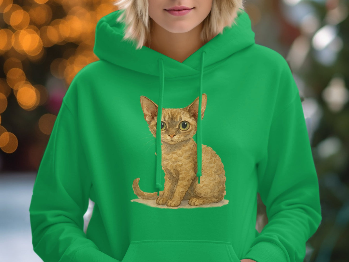 Cute Kitten Design on Green Hoodie product type
