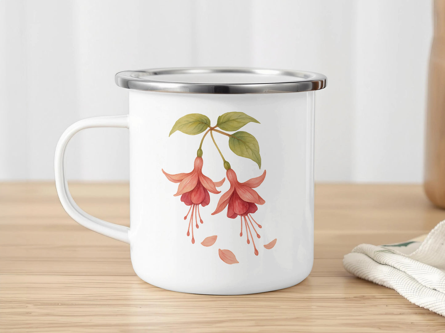 Floral Mug with Red and Pink Fuchsia Design product type