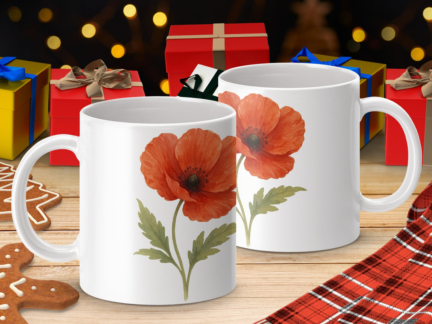 Festive Poppy Flower Design Holiday Mug product